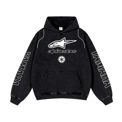 Retro Alpinestar Yamaha Racing Washed Hoodie Bell Helmet 