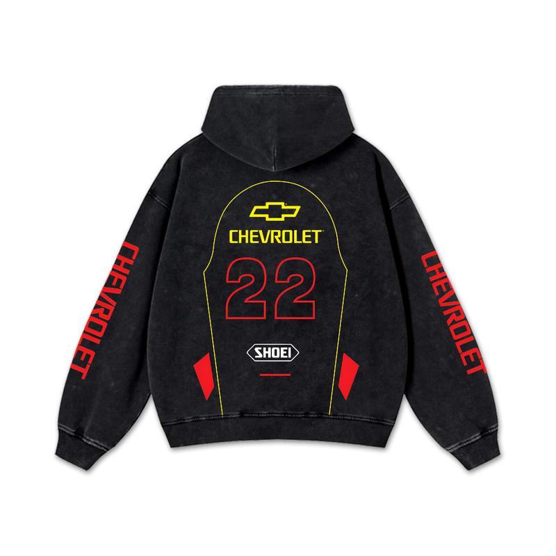 Retro Shoei Helmets Chevrolet Racing Washed Hoodie 