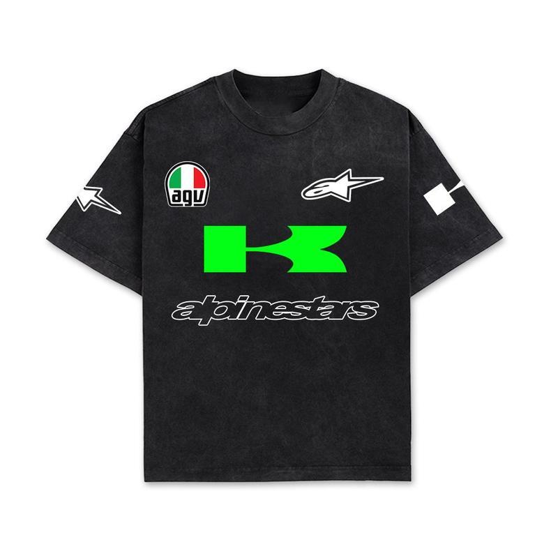 Retro Alpinestar Kawasaki Ninja Racing Washed T-Shirt AGV Helmets 