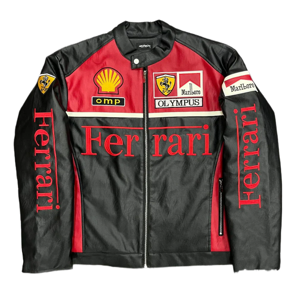Red Leather Racing Jacket – Vintage F1 Style
