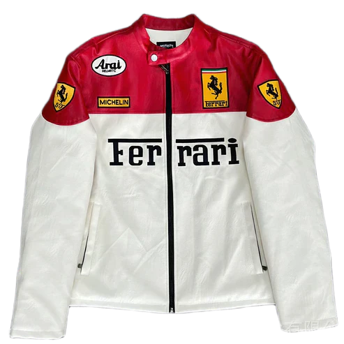 White Leather Racing Jacket – F1 Style