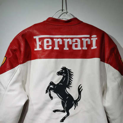 White Leather Racing Jacket – F1 Style