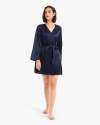 Loose Collarless Silk Dressing Gown
