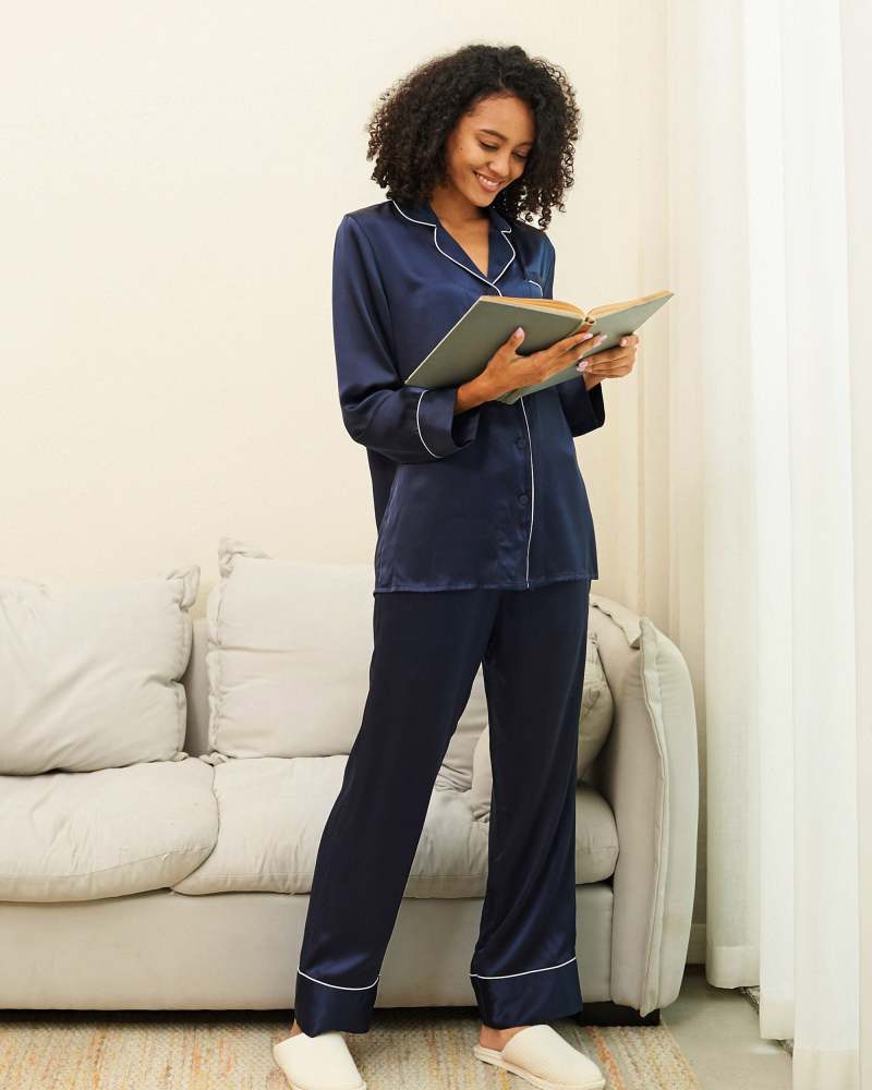 Women's Piped Silk Pyjamas Set