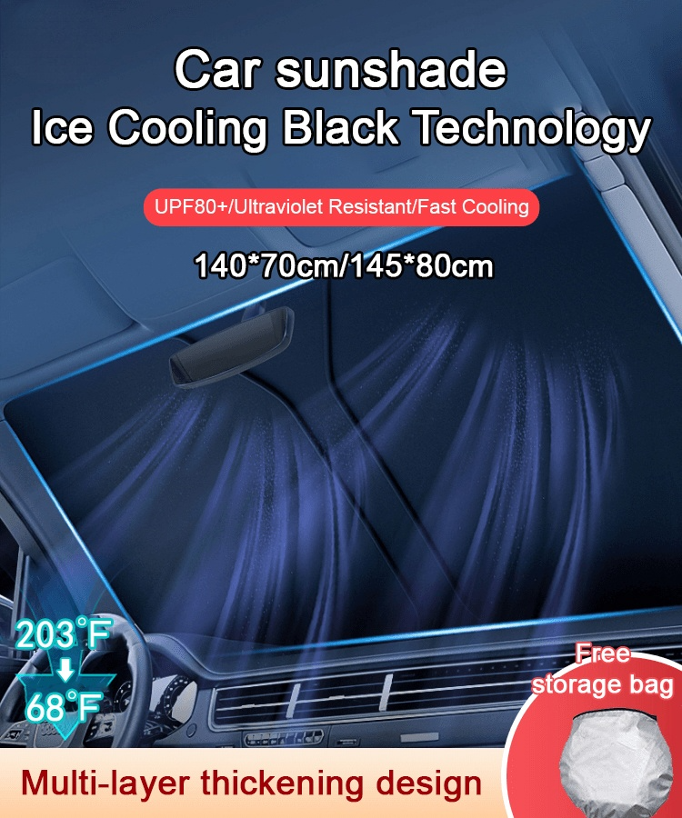 Five layers of titanium silver material, effectively blocking 99.9% of ultraviolet rays, reducing the temperature inside the car, protecting the car interior from sunburn