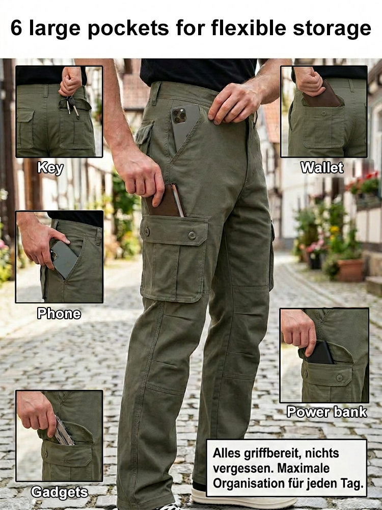 Ten-year durable oversized 6-pocket wrinkle-free and wear-resistant work pants