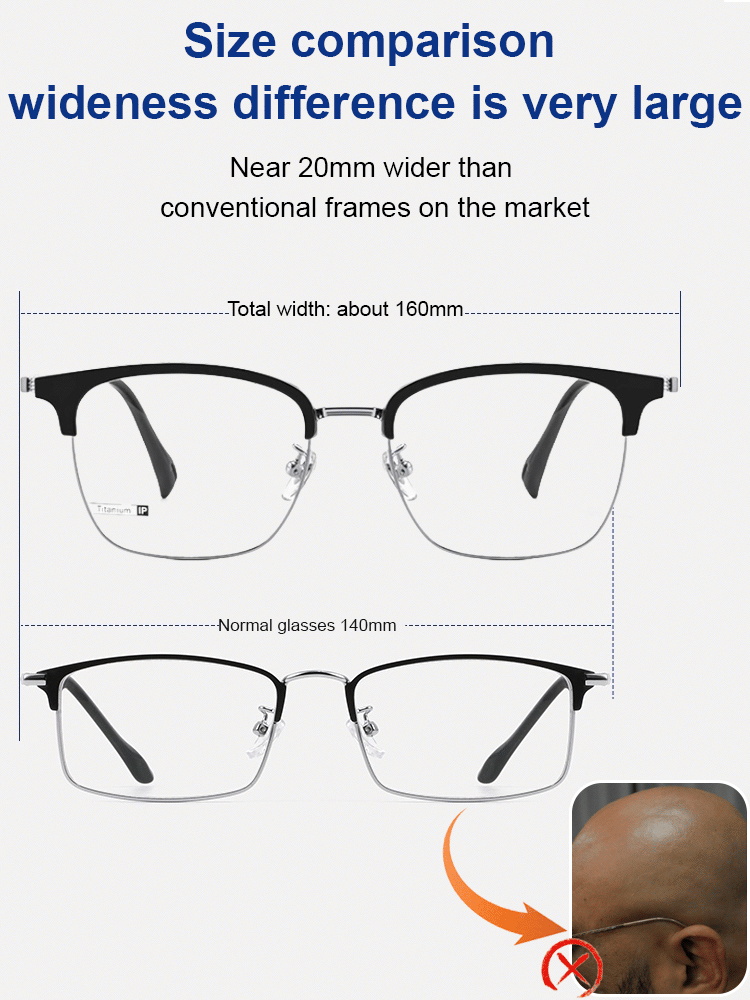 Temple hollows? 16cm frame + smart zoom presbyopic glasses—no more slipping/pressure!