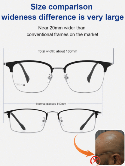 Temple hollows? 16cm frame + smart zoom presbyopic glasses—no more slipping/pressure!