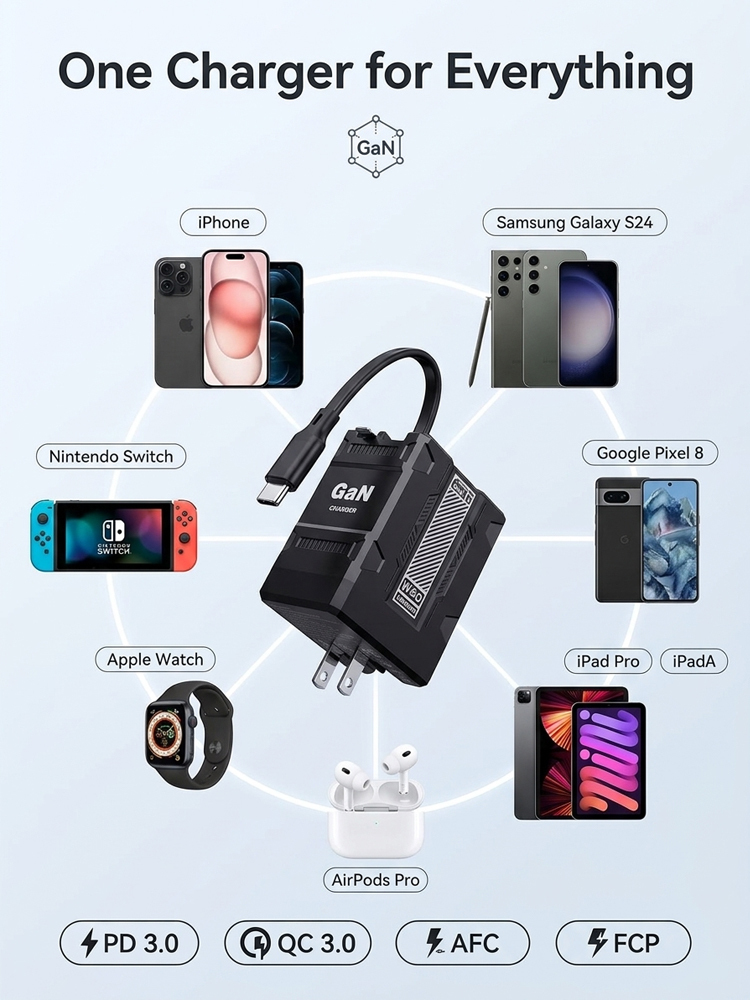 【With Retractable Charging Cable】120W Super Fast Charging Charger