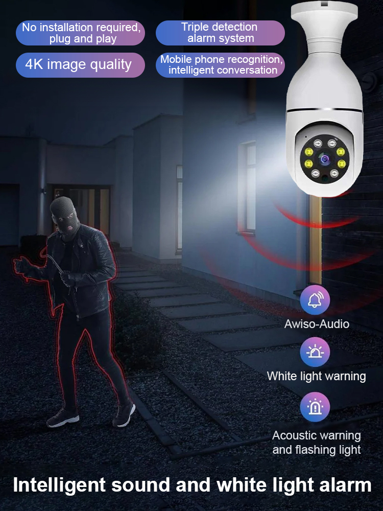 Germany's most advanced surveillance camera does not require any wireless wifi network, just plug it in to connect to your phone. 5MP high-definition picture quality, clear picture, 360-degree rotation without blind spots to see anywhere you want to see