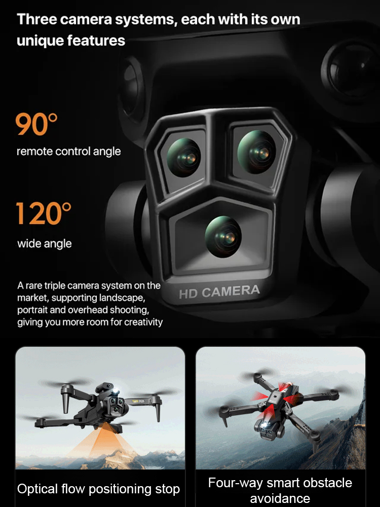 The world's first consumer drone equipped with a triple-camera system, 4K high-definition video recording, real-time image transmission within 15 kilometers, and 24 hours of continuous use after charging for one hour