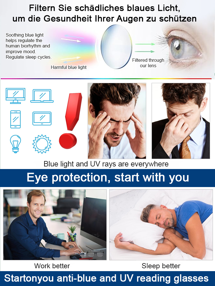 【100-700 automatic zoom】The lens is made of German high-standard optical materials and has obtained German TUV safety certification, which can block 99.9% of blue light.