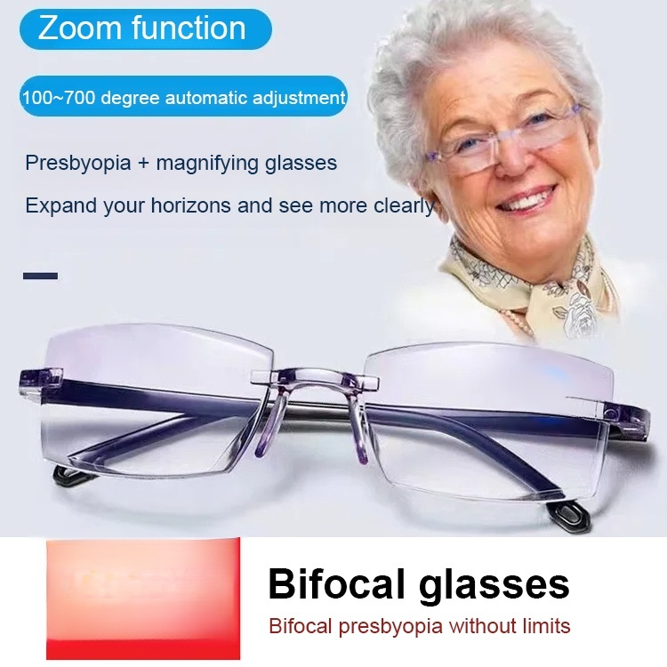 [100-700 degree multifocal lenses] Intelligent anti-blue light and anti-radiation future technology reading glasses, broaden your vision and let you see more clearly and farther
