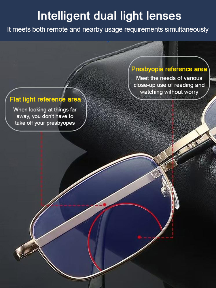 Automatic zoom from -7 to +7, blocks 99.9% of blue light, smart photochromic lenses automatically switch to sunglasses mode