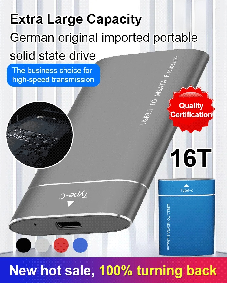 ⚡ 16TB Portable SSD | 10Gbps USB 3.1 | 1GB/sec Transfer Speed