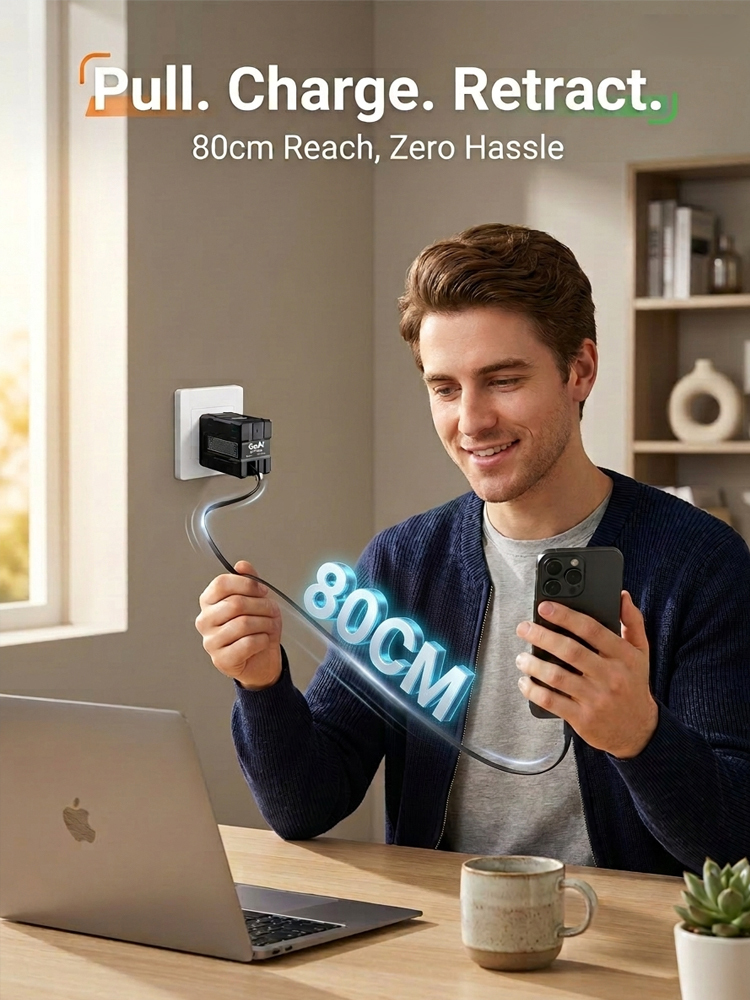 【With Retractable Charging Cable】120W Super Fast Charging Charger