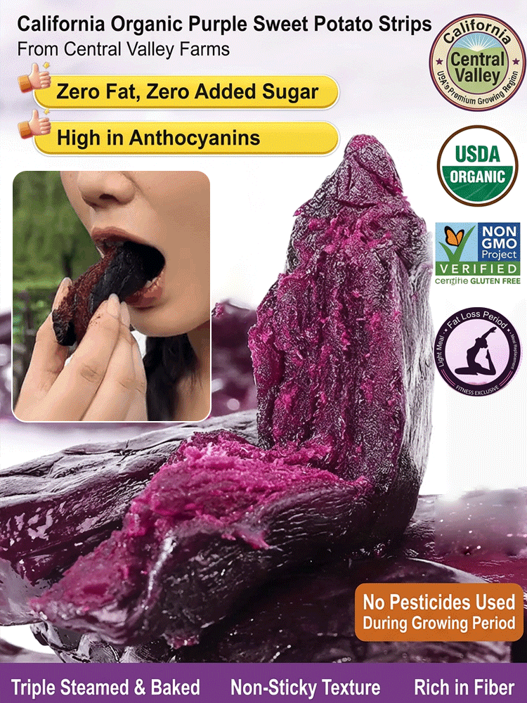🍠 USDA Organic Purple Sweet Potato Snacks - 0 Fat 0 Sugar + Buy 1 Get 1 Free 🥦