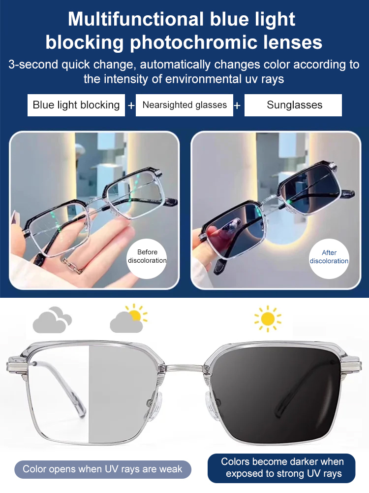 New stylish minimalist ultra-light half-frame blue light blocking reading glasses.