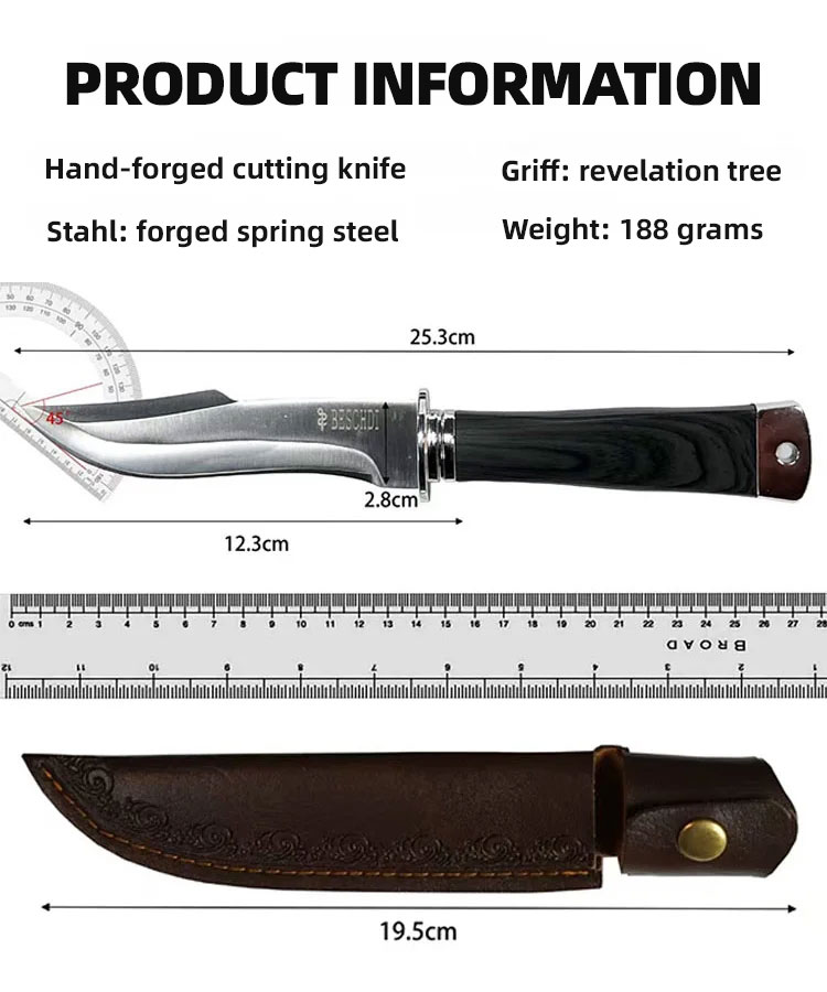 Each knife is handcrafted by a master craftsman in Solingen, Germany, and can remain sharp even after splitting 1,000 pieces of hardwood.