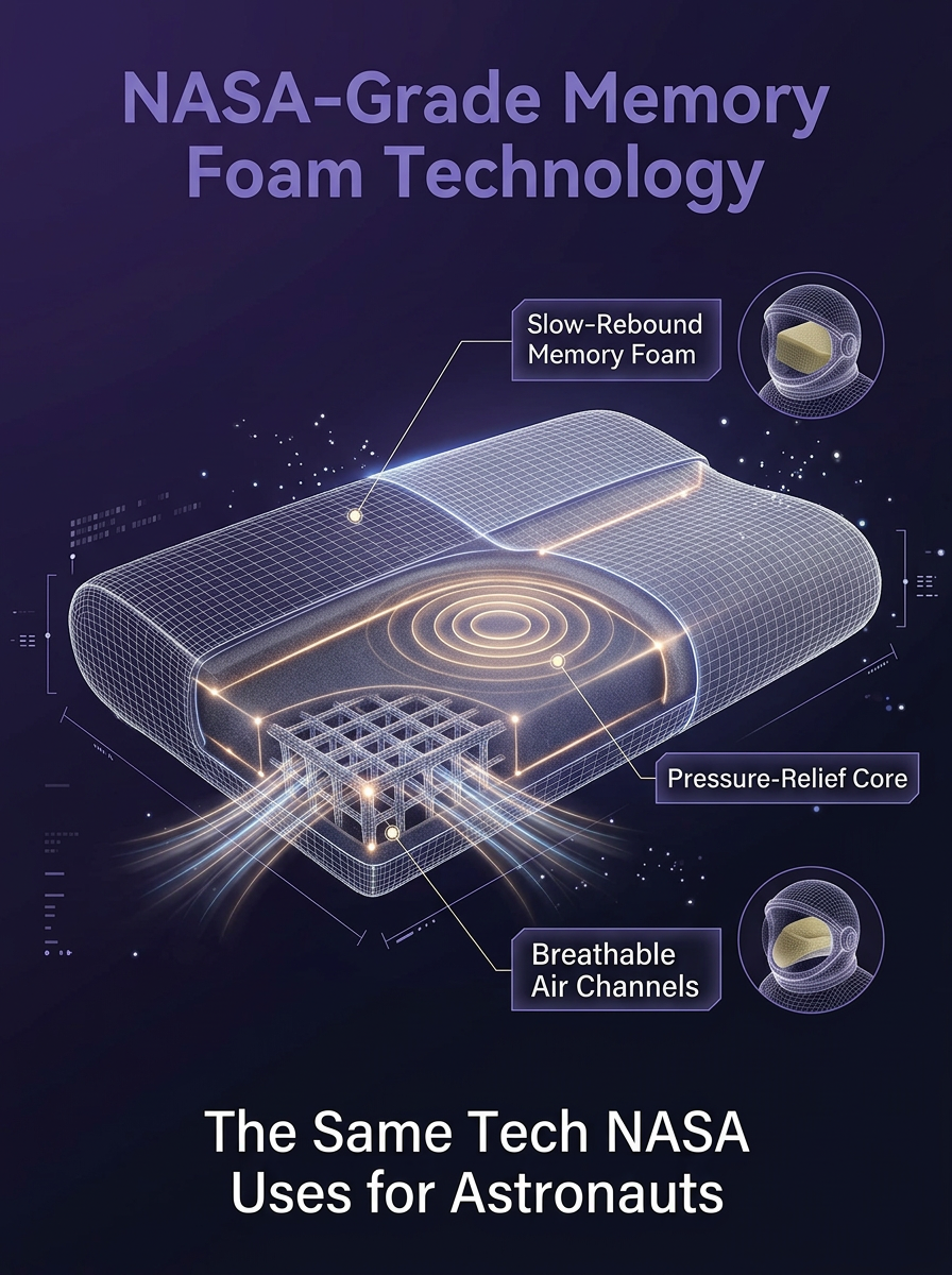 【Chiropractic experts recommend】Slow Rebound Memory Foam Neck Support Cloud Pillow