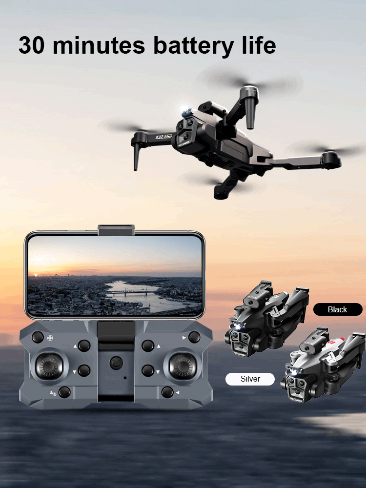 The world's first consumer drone equipped with a triple-camera system, 4K high-definition video recording, real-time image transmission within 15 kilometers, and 24 hours of continuous use after charging for one hour