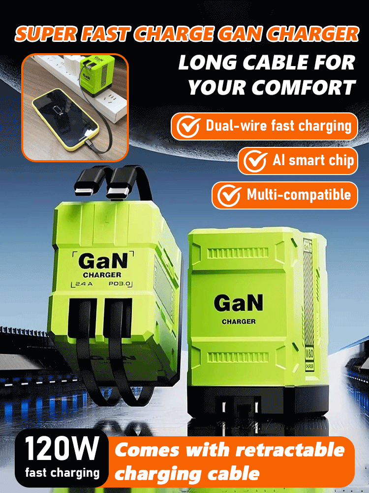 【With Retractable Charging Cable】120W Super Fast Charging Charger
