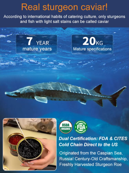 Only the wealthiest Americans can afford top-grade sturgeon caviar. Special price today, only available this time!