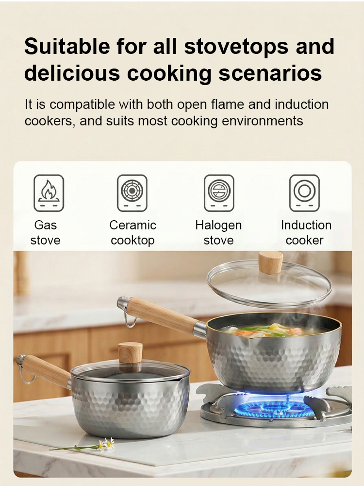 Pure Titanium Non-Coated Japanese Yukihira Pot ✨ 20cm Multi-Stove Compatible Cookware