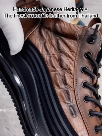 [Japanese Craftsmanship Heritage] Men’s Casual Shoes M ade of Imported Siamese Crocodile Skin