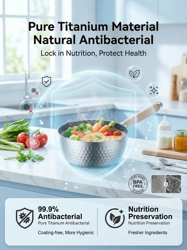 Pure Titanium Non-Coated Japanese Yukihira Pot ✨ 20cm Multi-Stove Compatible Cookware