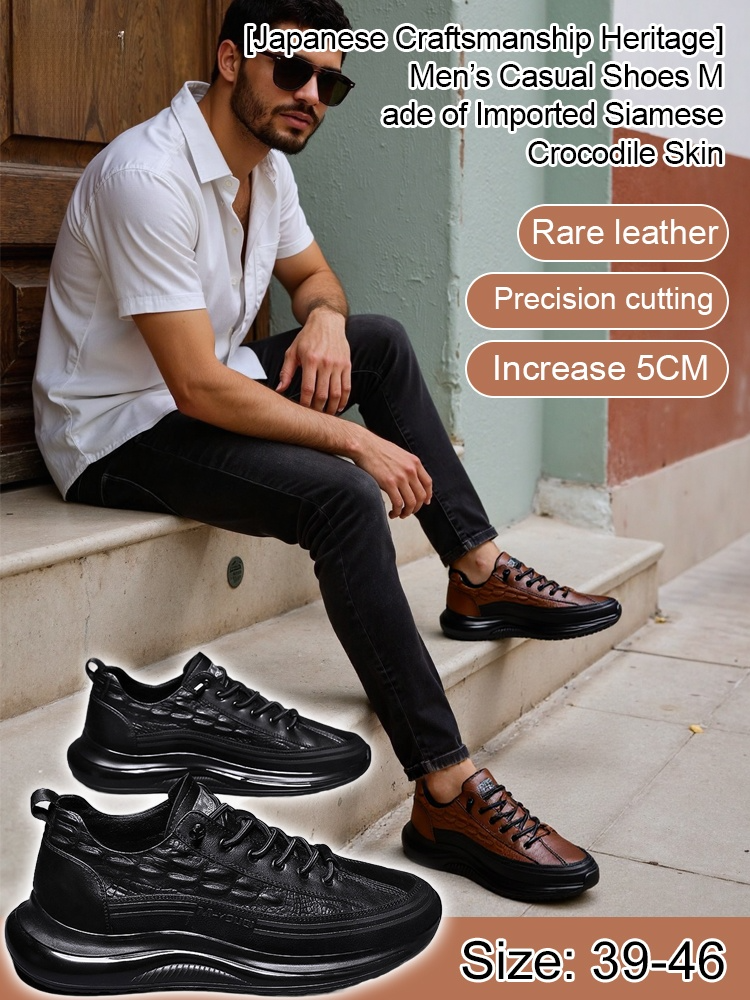 [Japanese Craftsmanship Heritage] Men’s Casual Shoes M ade of Imported Siamese Crocodile Skin