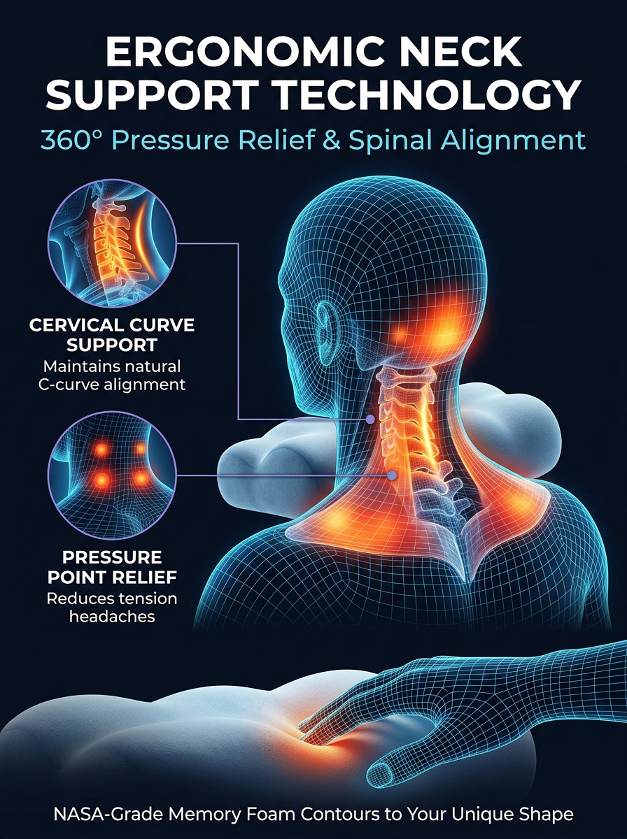 【Chiropractic experts recommend】Slow Rebound Memory Foam Neck Support Cloud Pillow