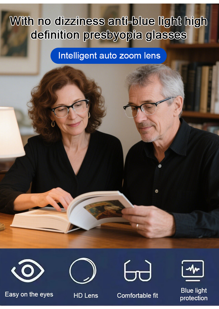 Auto-focus blue light blocking reading glasses
