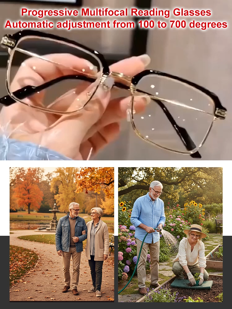 New stylish minimalist ultra-light half-frame blue light blocking reading glasses.