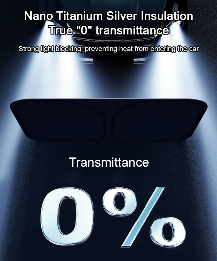 Five layers of titanium silver material, effectively blocking 99.9% of ultraviolet rays, reducing the temperature inside the car, protecting the car interior from sunburn