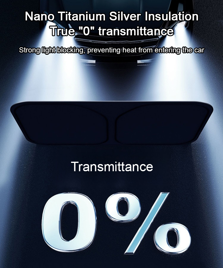 Five layers of titanium silver material, effectively blocking 99.9% of ultraviolet rays, reducing the temperature inside the car, protecting the car interior from sunburn