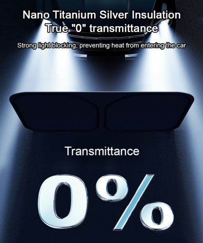 Five layers of titanium silver material, effectively blocking 99.9% of ultraviolet rays, reducing the temperature inside the car, protecting the car interior from sunburn