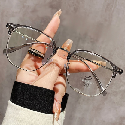 New stylish minimalist ultra-light half-frame blue light blocking reading glasses.