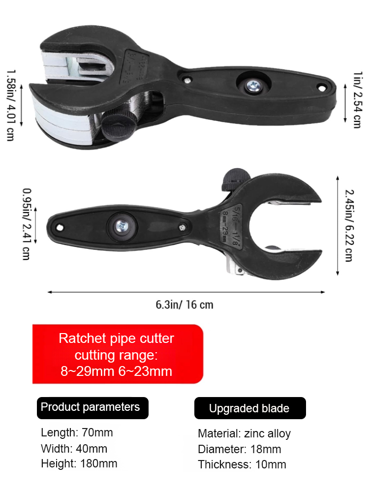 [Can be used in narrow spaces] Ratchet pipe cutter，10-year warranty