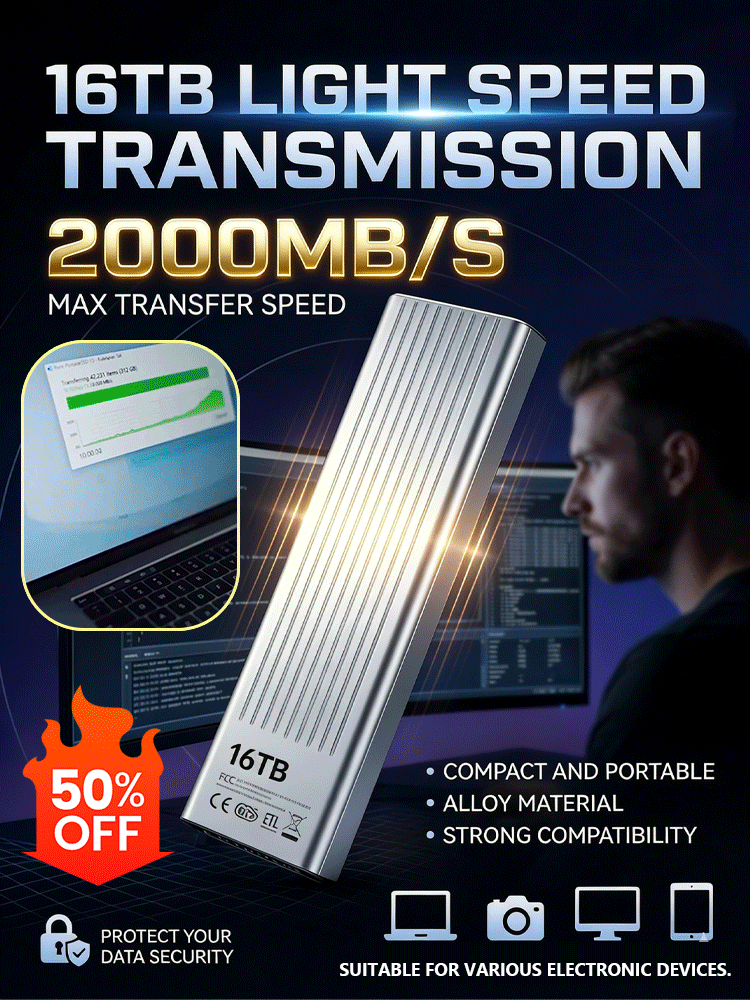 16TB Portable SSD ✨ 2000MB/s IP65 Waterproof 256-bit AES Encryption