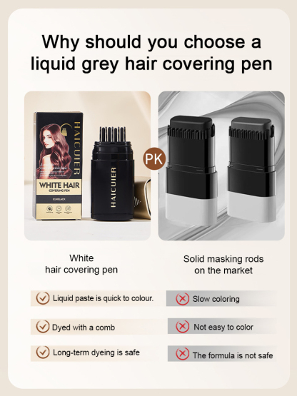 3-Second Cover White Hair Without Damage: Plant Extract Portable Hair Dye Pen
