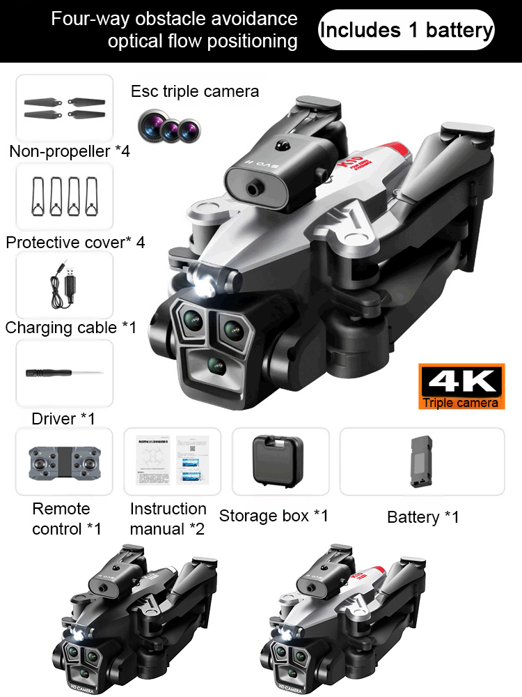The world's first consumer drone equipped with a triple-camera system, 4K high-definition video recording, real-time image transmission within 15 kilometers, and 24 hours of continuous use after charging for one hour