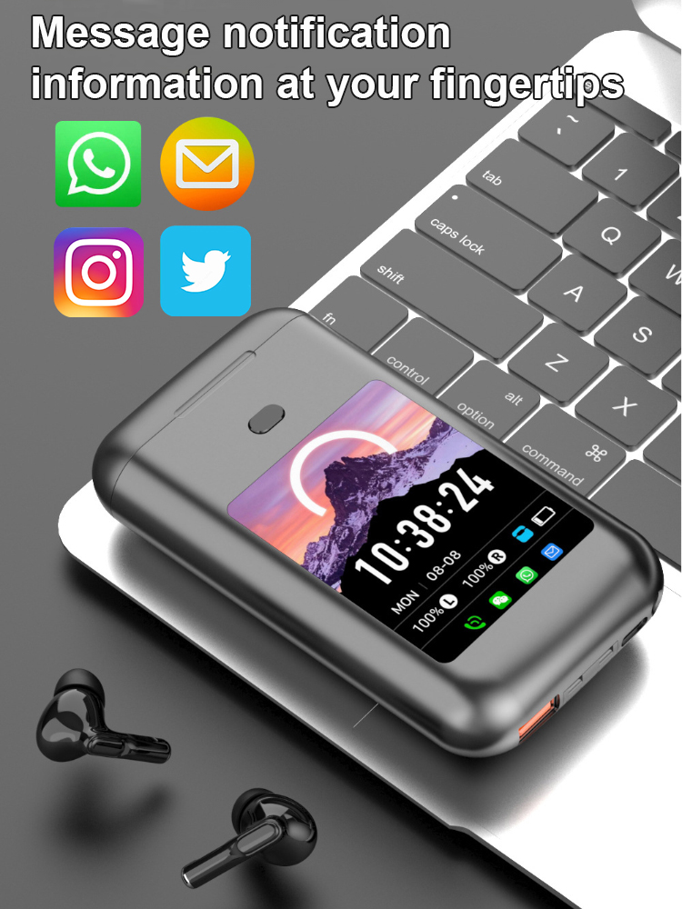 [Rechargeable, dialable & message visible] Digital display wireless earphones