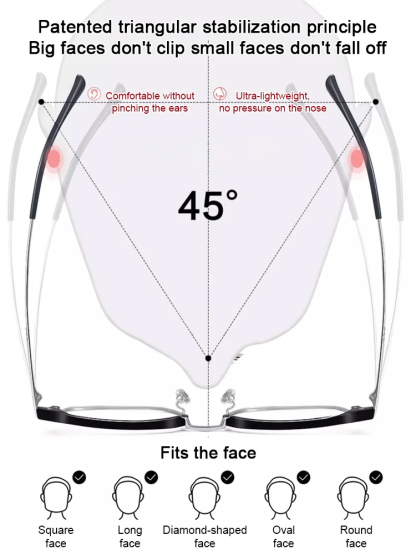 New stylish minimalist ultra-light half-frame blue light blocking reading glasses.