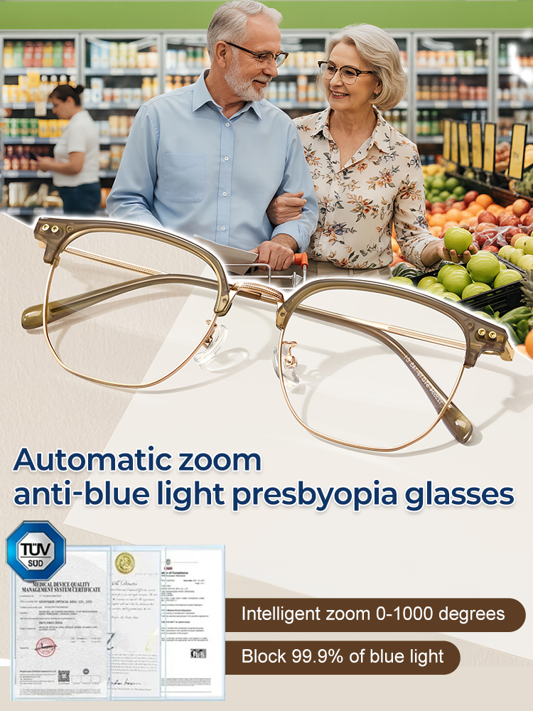 New stylish minimalist ultra-light half-frame blue light blocking reading glasses.