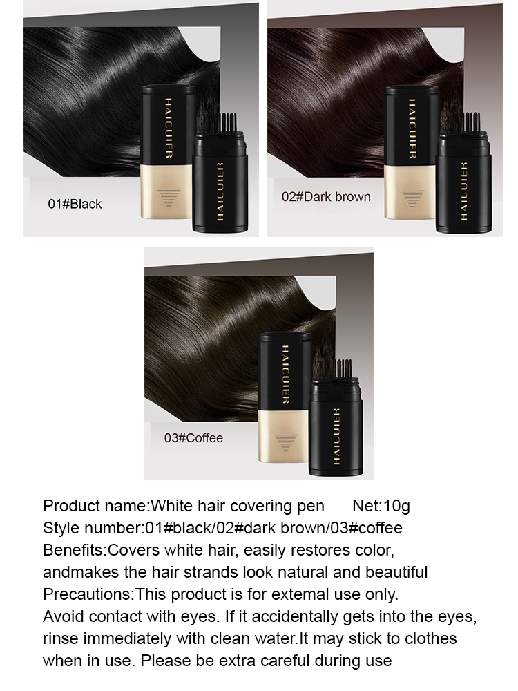 3-Second Cover White Hair Without Damage: Plant Extract Portable Hair Dye Pen