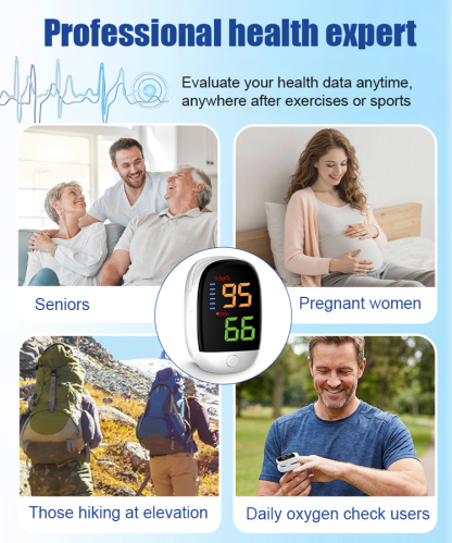 Home-use finger clip pulse oximeter with 99% accuracy.