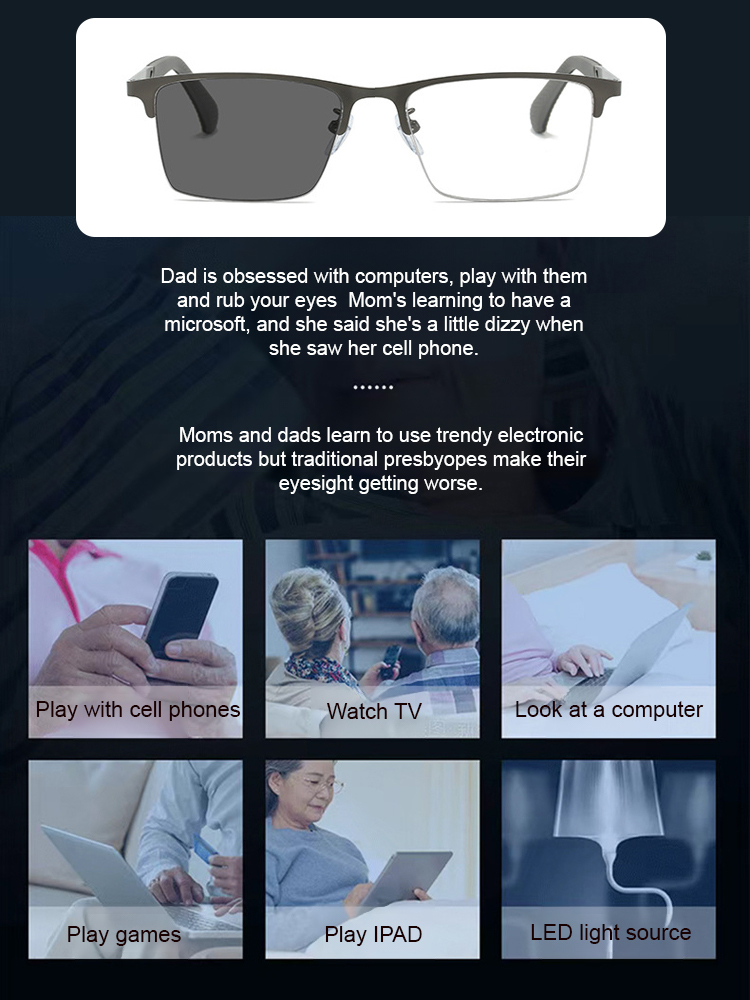 [Free Trial] Smart varifocal anti-blue light glasses, developed by Harvard University Media Lab and NASA engineers, with a diopter range from -7 to +7 to enjoy clear near and far vision [no optometry required]