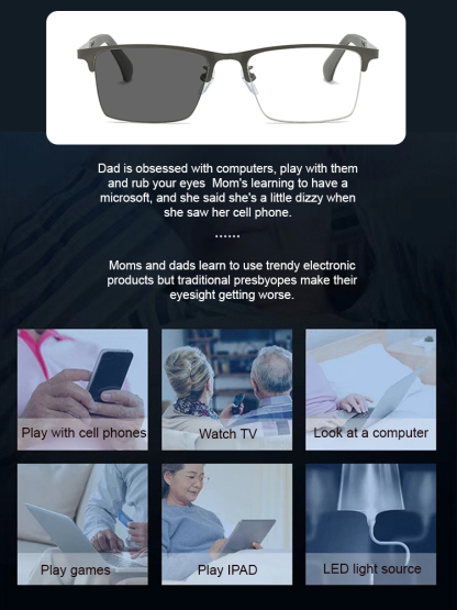 [Free Trial] Smart varifocal anti-blue light glasses, developed by Harvard University Media Lab and NASA engineers, with a diopter range from -7 to +7 to enjoy clear near and far vision [no optometry required]