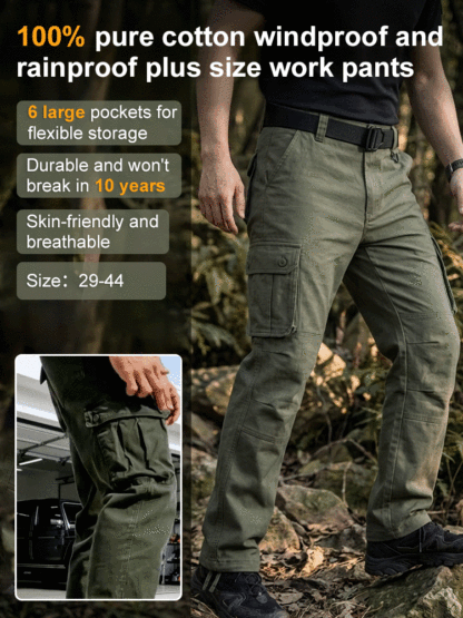 Ten-year durable oversized 6-pocket wrinkle-free and wear-resistant work pants